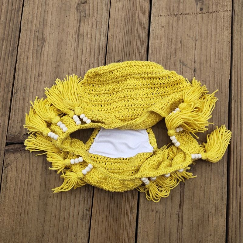 Bikini de ganchillo decorado con borlas hecho a mano - Imagen 24