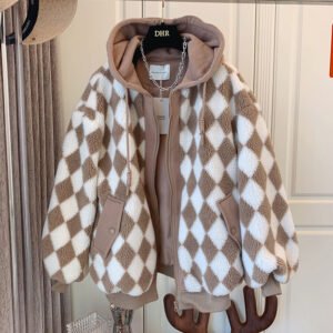abrigo cálido para mujer chaqueta de invierno estilo retro con capucha piel de borrego sintético dos piezas
